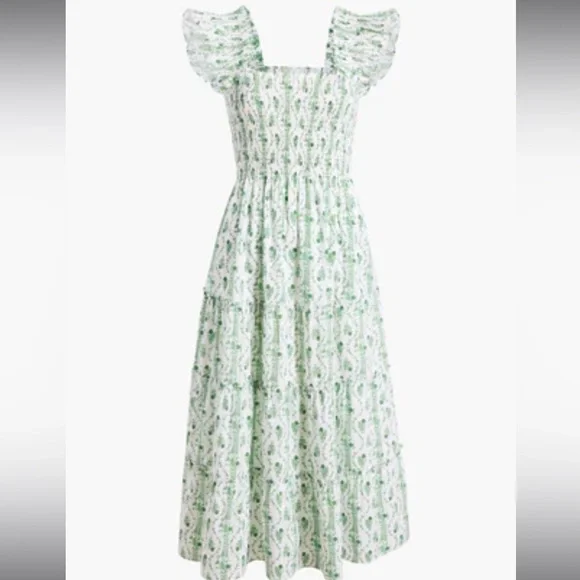 EUC Hill House Ellie Nap Dress - Green Vine Stripe - Picture 1 of 4
